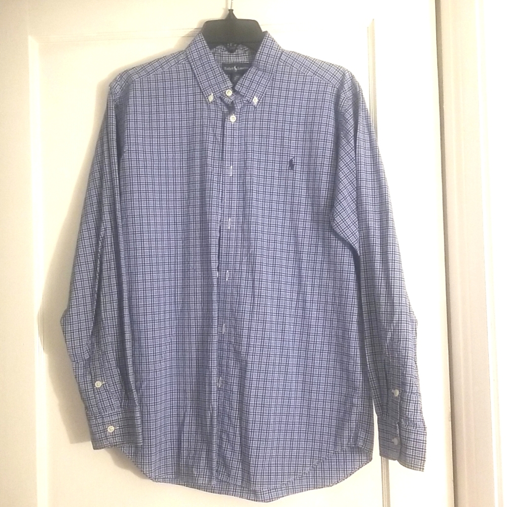 Gently used Ralph Lauren button-down plaid shirt